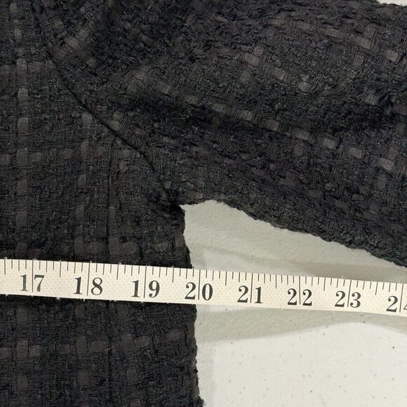 Ann Taylor Coat Black Boucle Peplum Coat Jacket Size M Windowpane Pockets - Picture 8 of 10